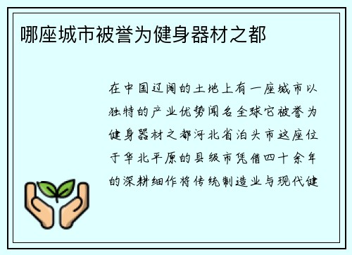 哪座城市被誉为健身器材之都